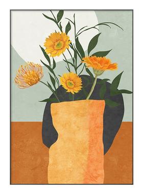 竖款表箱装饰画橙色722创花意瓶配电箱遮箱电挡闸箱电源空电开箱