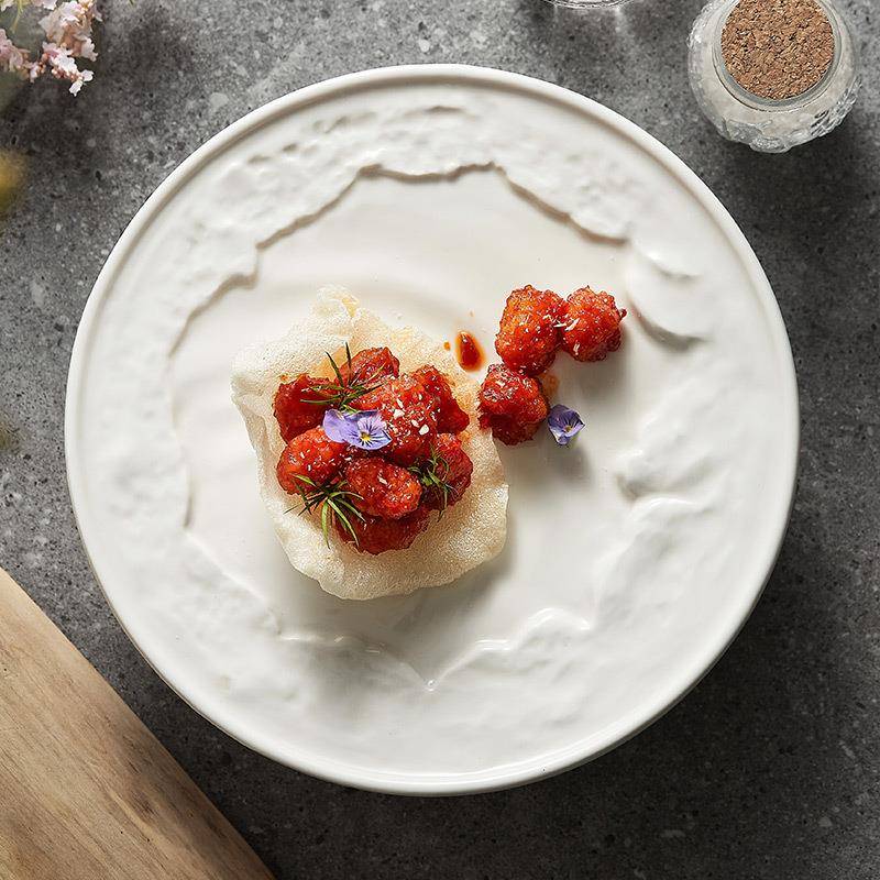 陶瓷保温台盘子菜盘家用高平档XHJ餐厅酒店摆餐餐具创意西盘托盘