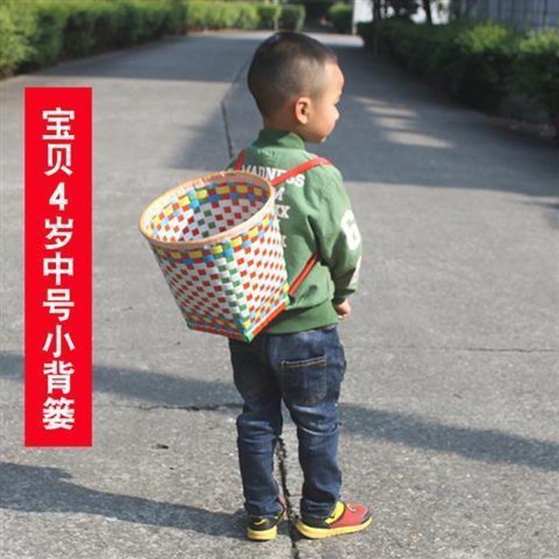 背都背蓝背落楼娃娃小背手编小YWI背篓儿童小孩背篮子编织背篼筐
