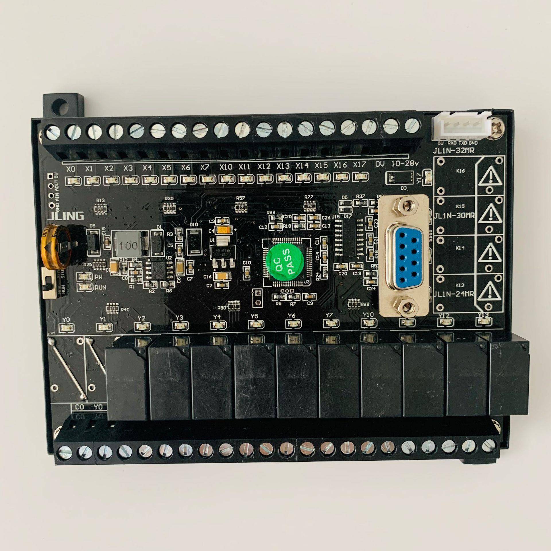 国产plc控板FX1N-24MRT10路晶继器，2路JL1N-24M体电管输出带模拟