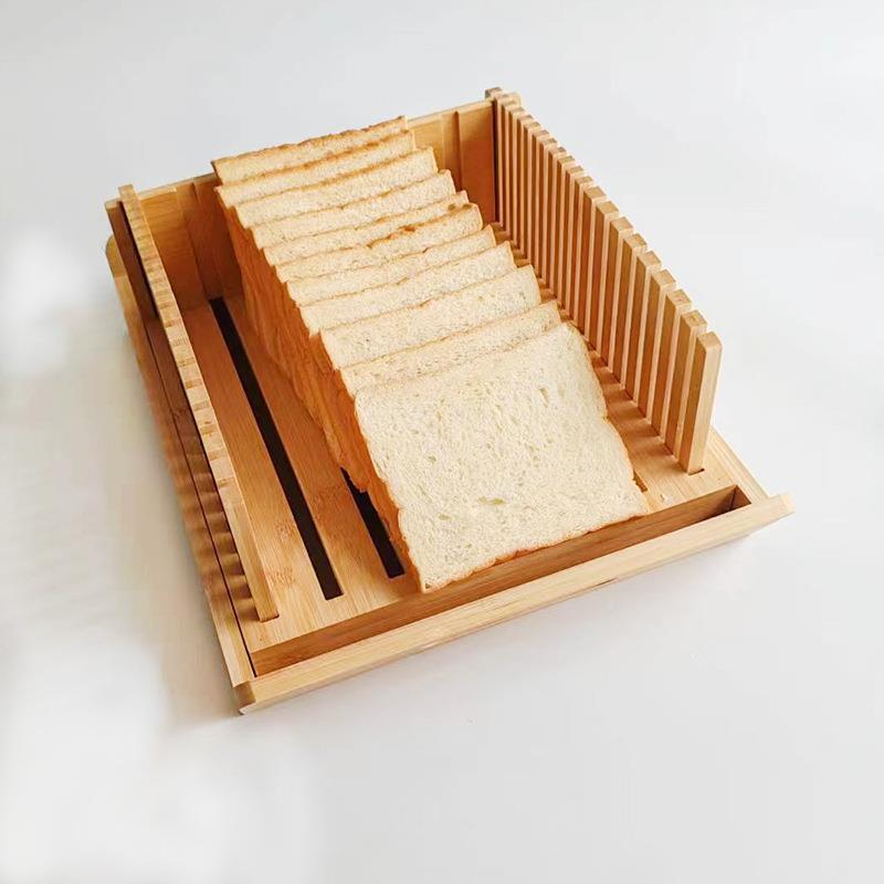 竹制面包切器家用商盘用面包切盘QPV吐司面片面片包包烤面包切片
