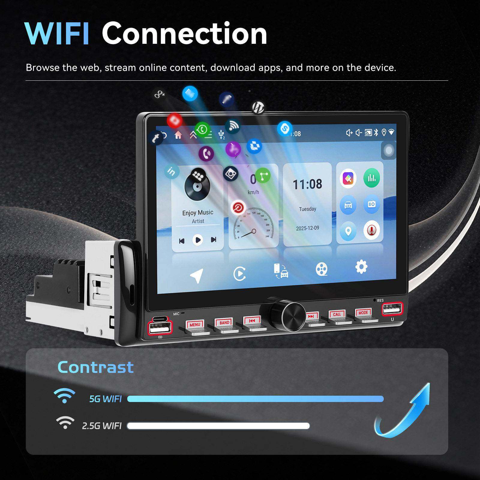 7锭通用安卓车载导航车机无中线屏carplay/aut53o控导航一体寸机