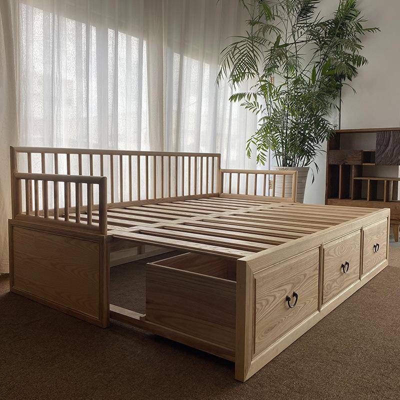 推款储物罗实汉床推拉款罗新中式木户型家用沙发白蜡小木贵妃拉床