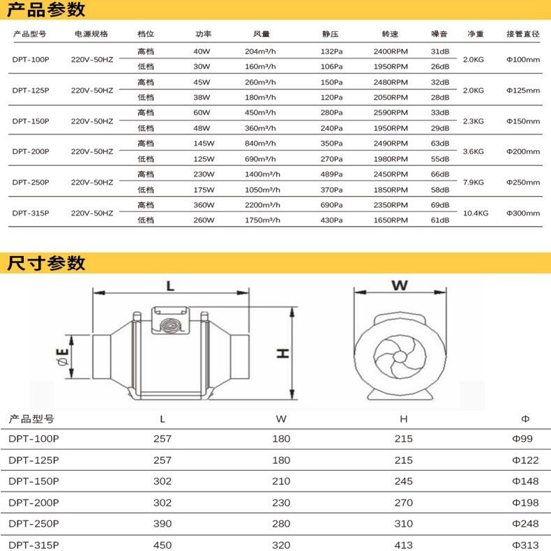 强吸力斜遥流管道风静音换气扇YZX机卫级生间工业抽风机厨房排风