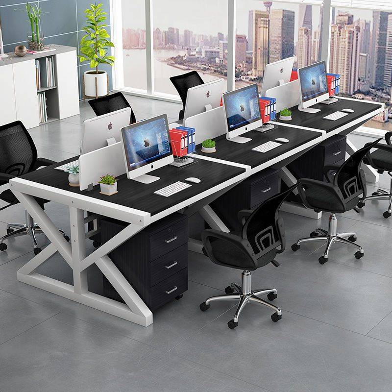 职员办公桌员工电脑桌椅简约办公家具2/6四4人屏风组合工作位跨境