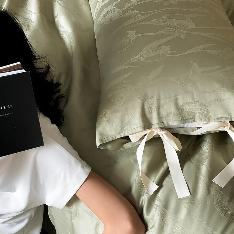 品质10奢支长绒棉提花四件套柔垂感保软暖舒适轻床笠床上6280用品