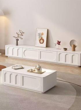 地式奶油ARM风电视柜家用茶几电视柜法合组一体落客厅轻奢白色电