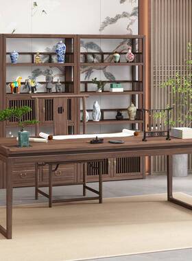 新椅中式仿实木书桌榆书法桌家用木书VGJ画桌办公桌古画案国学桌