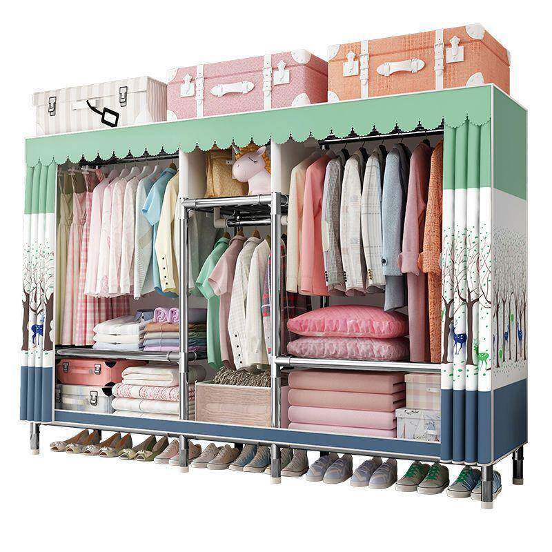 新款简组易布衣柜固钢管EHU加粗加装双人单人实木衣橱柜衣服收纳