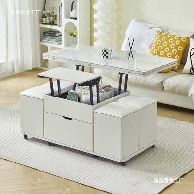 Tal桌岩板多功能茶几小户型茶具用餐家65474升降一体茶台客桌厅收