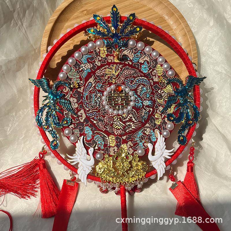 子中式结婚送秀礼团扇YWP新娘团扇结婚扇出手嫁捧花中式禾扇拍摄