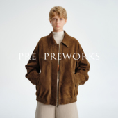 PRE PREWORKS美拉德复古100%羊皮反绒复古麂皮绒翻领夹克外套
