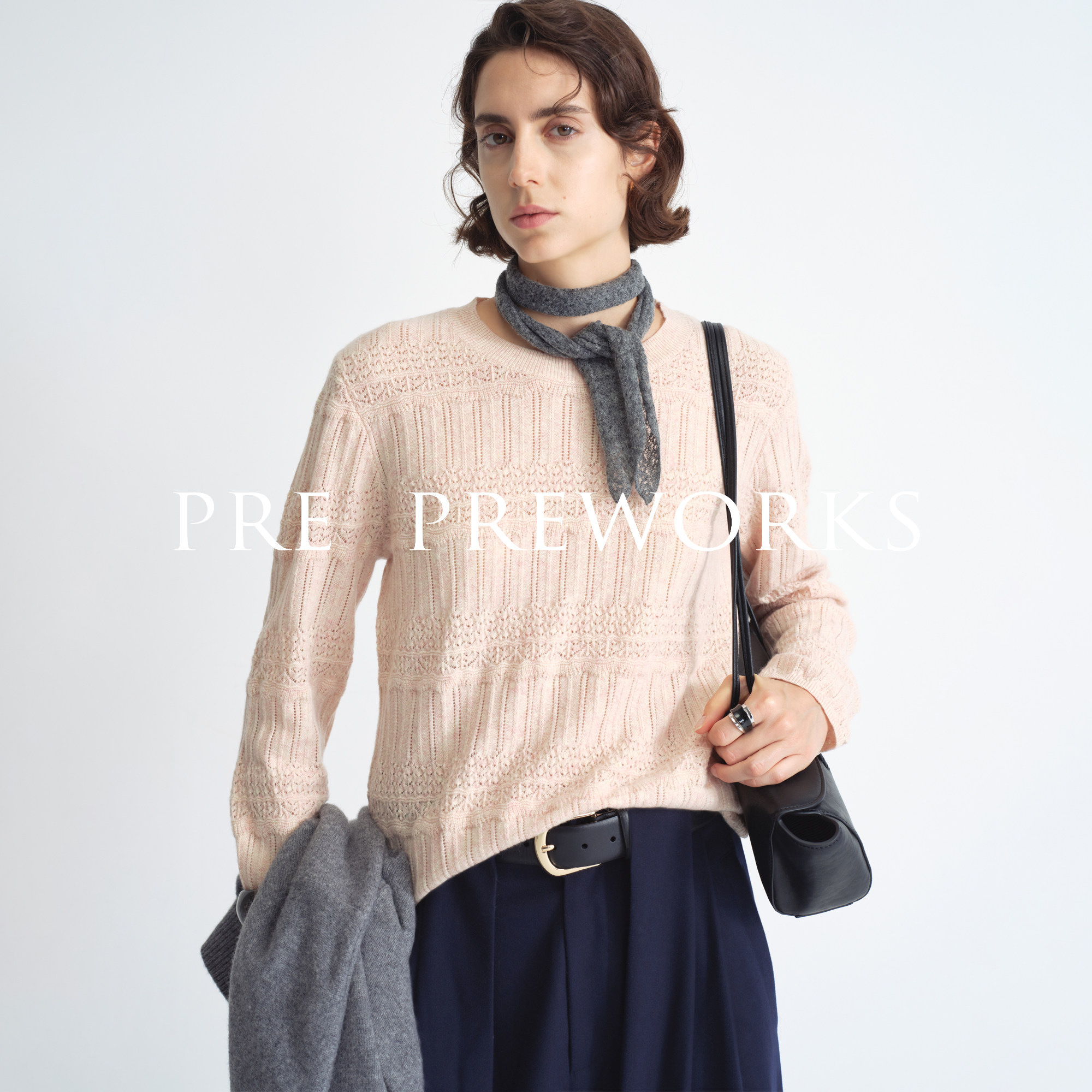 PREPREWORKS镂空肌理圆领套头衫