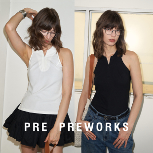 坎肩背心 休闲珠地polo领削肩显瘦无袖 PRE PREWORKSmiu感日常