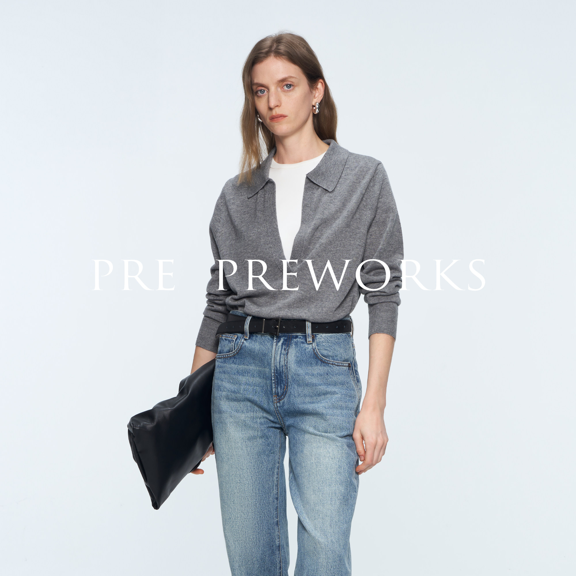 PREPREWORKS剪刀领Polo针织衫