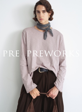 PRE PREWORKS极简ROW风万能基础打底圆领卷长袖竹节肌理针织T恤