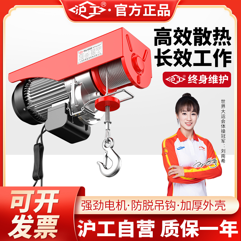 沪工微型电动葫芦小型吊机220V家用电动提升机升降遥控吊葫芦起重