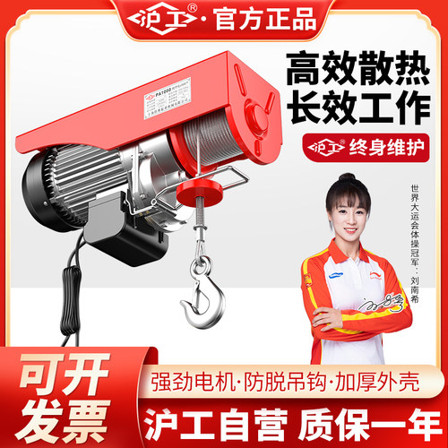 沪工微型电动葫芦小型吊机220V家用电动提升机升降遥控吊葫芦起重