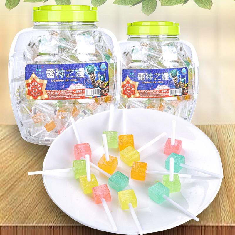 网红雷神之锤方糖果水果味耶诞切片糖混合味整桶约200颗儿童零食