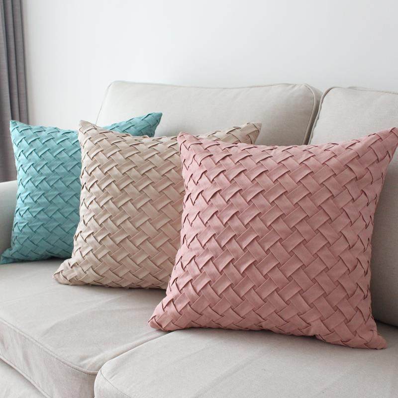北欧简约靠垫抱枕 样板房靠枕客厅沙发方枕靠包办公室抱枕套纯色
