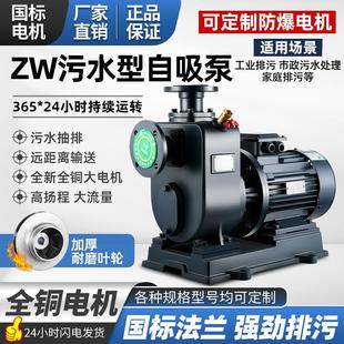 管道无堵塞排污泵380v大流量高扬程灌溉增压循环泵 ZW自吸泵卧式