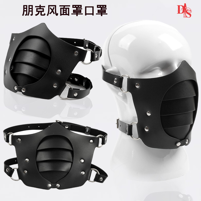 朋克风面罩pu皮革口罩情趣用品sm道具成人性爱辅助工具面罩跨境