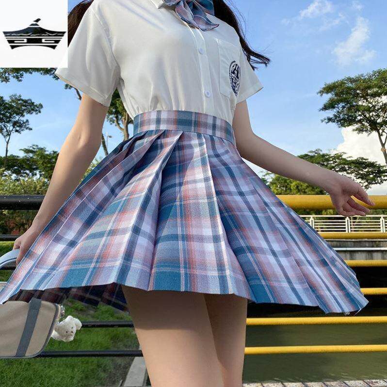 jk制服套装成人白衬衫百褶裙日系学院风夏季短袖衣学生班服格裙女