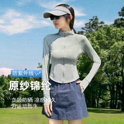日本montbell锦纶原纱型防晒衣女夏季轻薄防紫外线凉感皮肤衣立领