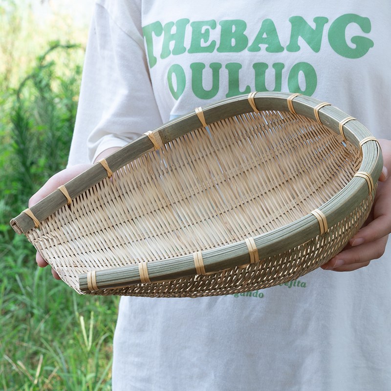 家用竹编馍筐馒头筐簸箕厨房茶几收纳篮子手工洗菜竹筐竹篮水果篮