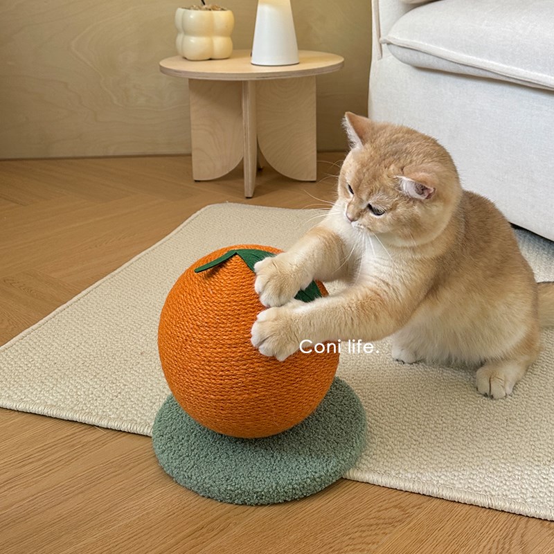 Coni life橘子猫抓球猫抓板耐磨不掉屑小型剑麻立式磨爪猫咪玩具