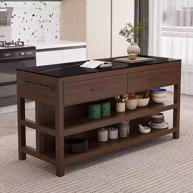 开放式中岛台餐桌一体可移动料理操作桌实木中古风厨房家用餐边柜,住宅家具,岛台餐桌,淘宝优惠券,粉丝福利购,淘宝优惠卷