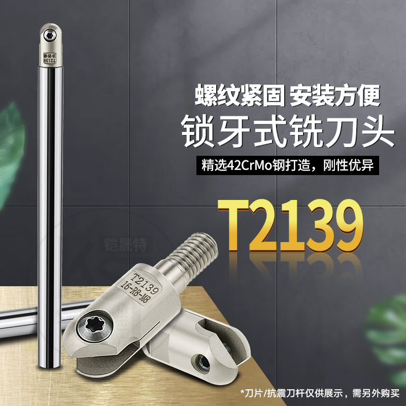 数控加硬T2139锁牙式铣刀头钨钢抗震螺纹刀杆刀头R5球刀可替换式