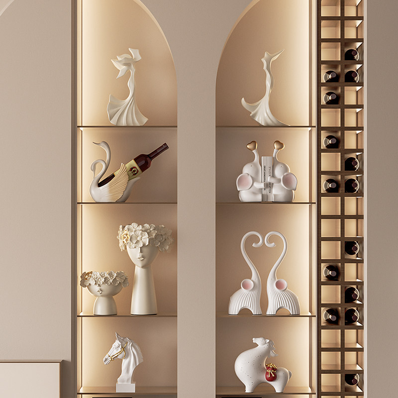 客厅饰品摆件高级感小众艺术软装轻奢家居电视背景墙酒柜工艺品