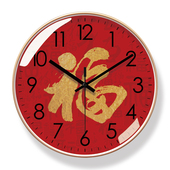 易普拉6011挂钟客厅钟表简约福字时尚 时钟静音扫秒石英钟 新中式