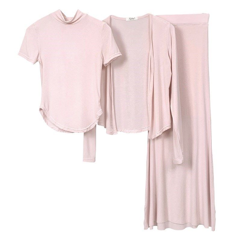 韩国秋季修身显瘦性感微透半高领短袖T恤+开衫+鱼尾裙三件套装女,女装/女士精品,时尚套装,淘宝优惠券,粉丝福利购,淘宝优惠卷