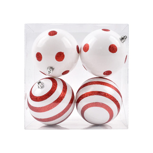 圣诞装饰品7-10CM塑胶彩绘挂球圣诞树天花板吊顶场景布置吊球挂件