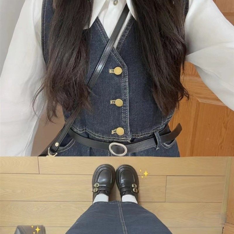 早秋季2023新款女盐系轻熟茶系一整套奶系穿搭牛仔连衣裙子套装夏