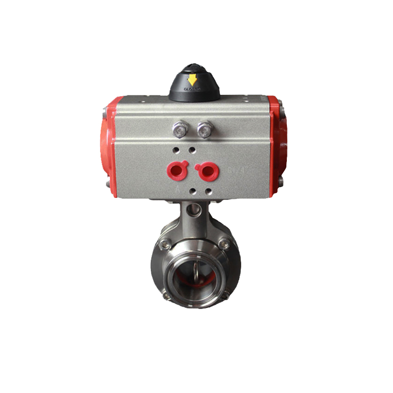 304不锈钢气动快装蝶阀卡箍式卡盘连接卫生级快开阀门D681X-10P51