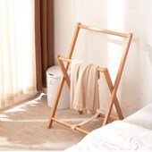 床边晚上放衣服神器不占地方床头床尾挂隔夜衣架矮款 民宿实木落地