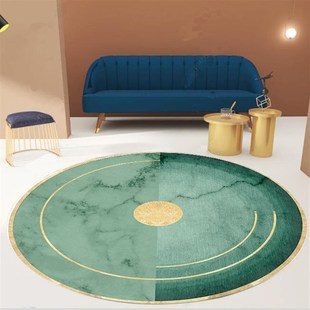 圆形地毯北欧风格简约几何转椅垫轻奢高级感蓝色卧室床边毯简约风
