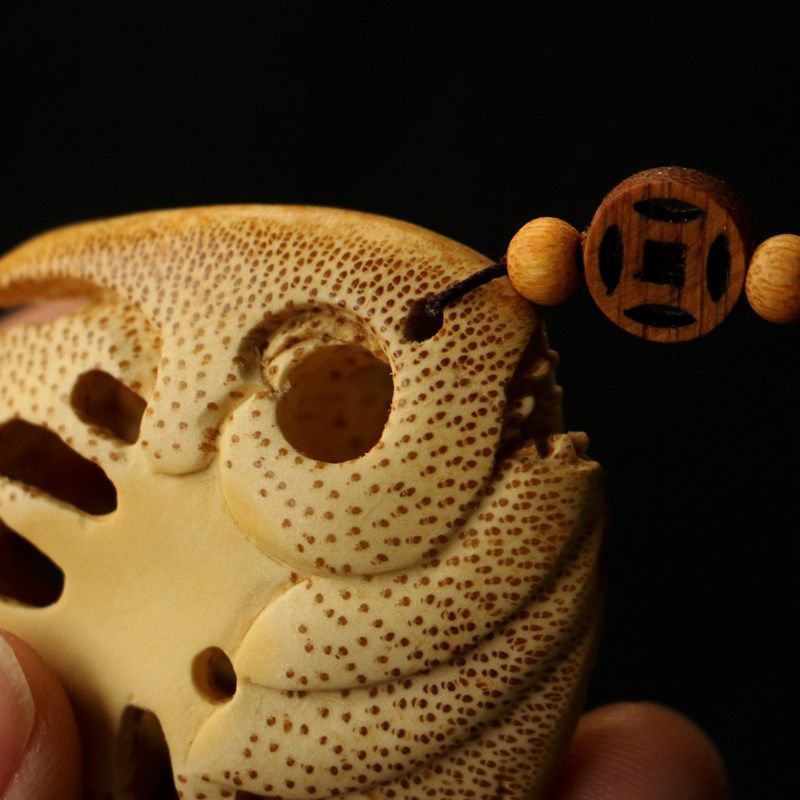 纯手工制作天然满钉竹根雕鱼骨挂件手把件竹制把玩摆件送礼