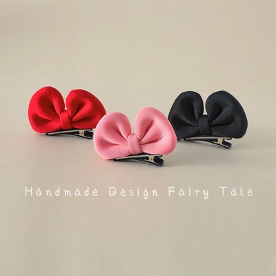 女宝宝主顶夹儿童立体发夹可爱红色蝴蝶结大号太空棉头饰女童发卡