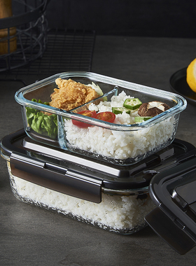 PAGOO耐热玻璃饭盒上班族微波炉加热专用便当盒保鲜盒带饭餐盒