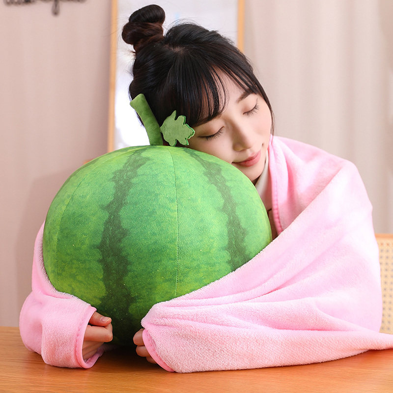 卡通西瓜抱枕被子折叠两用二合一汽车用2022新款空调夏季夏凉小被