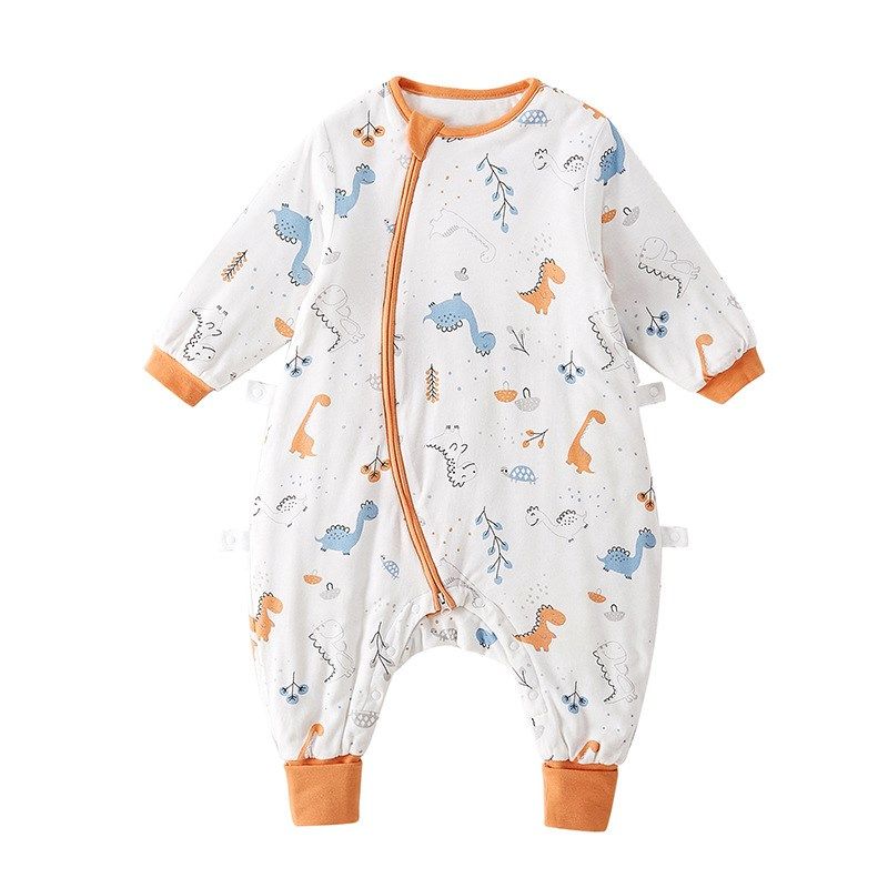 婴儿睡袋天竹棉春秋冬宝宝可包脚分腿连体睡衣薄厚夹棉防踢被神器