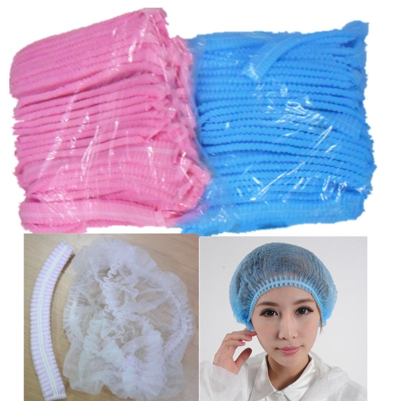 防尘帽一次性无纺布条形浴帽焗油染发双筋女薄款100个时尚厨房帽
