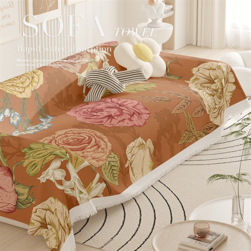 美式花园万能沙发巾盖针织布全盖沙发垫套罩盖毯单三人四季通用