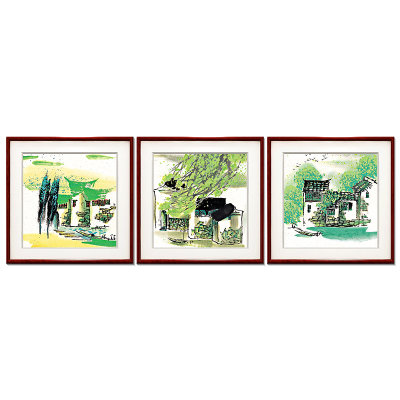 吴冠中水墨画客厅沙发背景墙装饰画新中式餐厅饭厅挂画卧室壁画