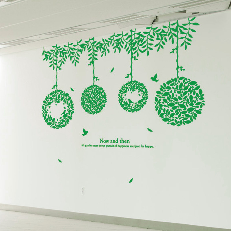 田园清新花盆吊篮服装店铺橱窗玻璃贴客厅沙发电视背景墙装饰贴画