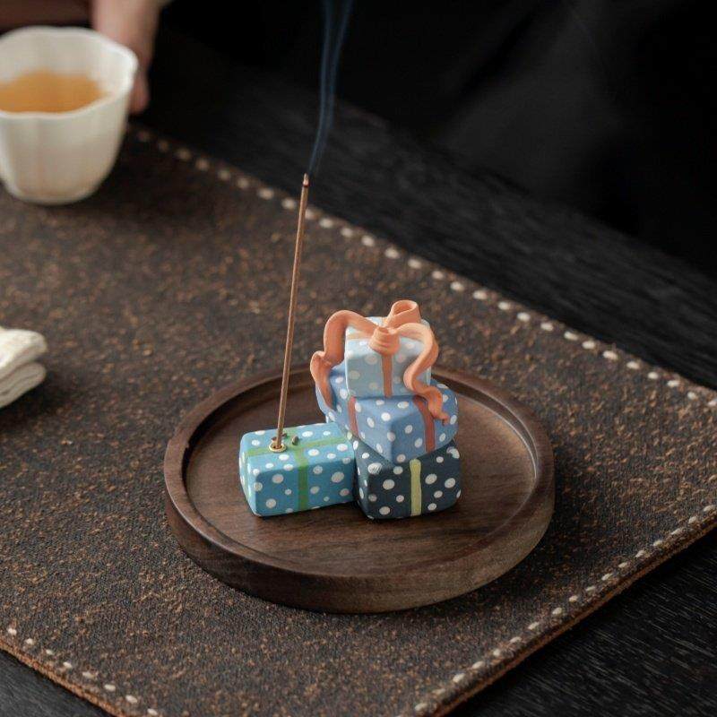 创意香薰炉摆件陶瓷茶宠手作小礼物盒线香插香座家用茶室内沉香道
